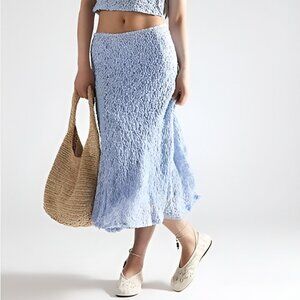 Free People Blue Lace Laney Midi Skirt